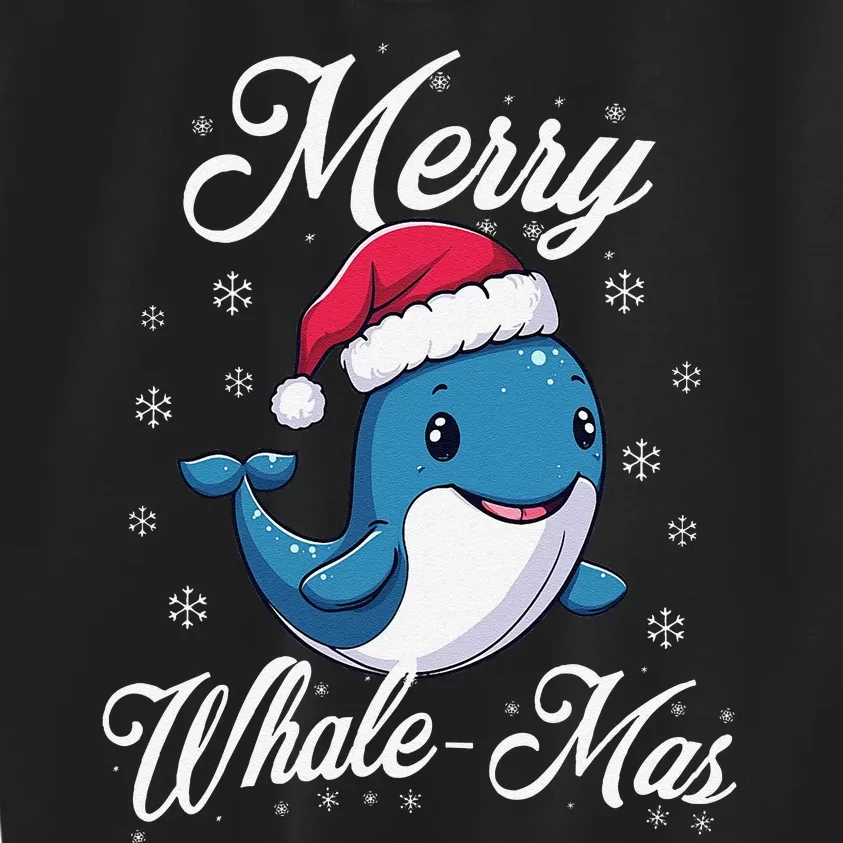 Merry Whalemas Whale With Santa Hat Orcas Christmas Puns Kids Sweatshirt