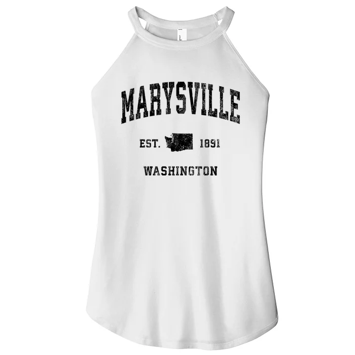 Marysville Washington Wa Vintage Established Athletic Sports Design Women’s Perfect Tri Rocker Tank