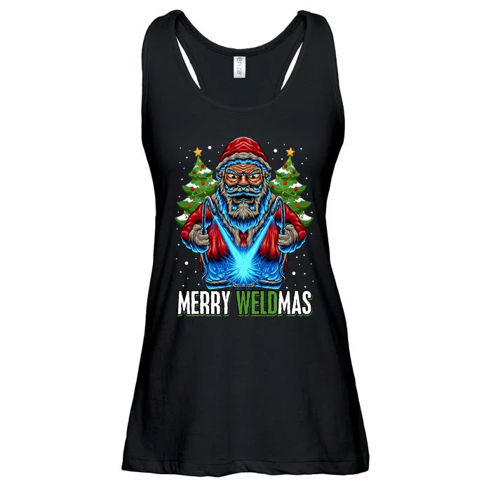 Merry Weldmas Welder Christmas Welding Worker Santa Ladies Essential Flowy Tank