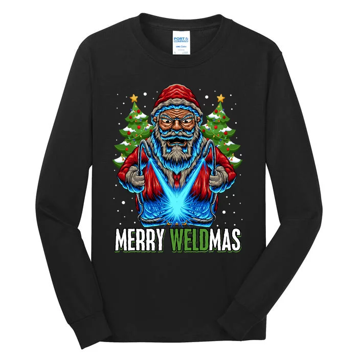 Merry Weldmas Welder Christmas Welding Worker Santa Tall Long Sleeve T-Shirt