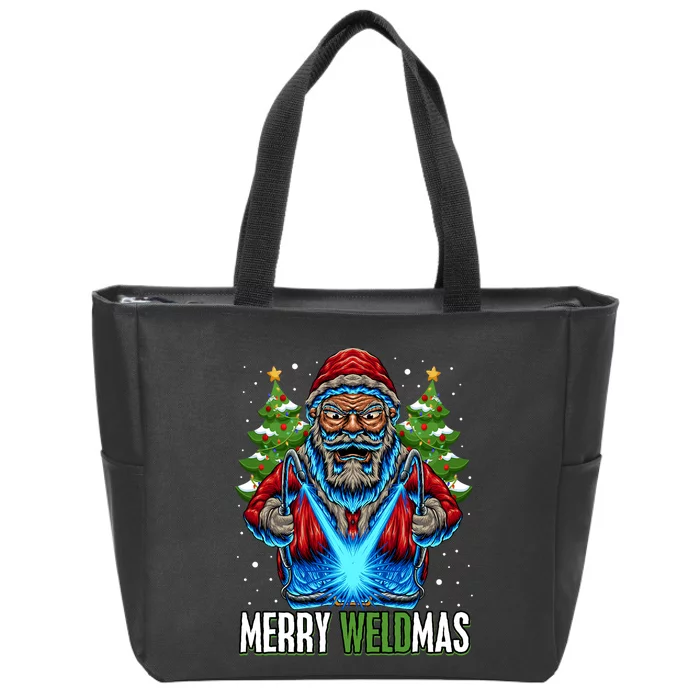 Merry Weldmas Welder Christmas Welding Worker Santa Zip Tote Bag