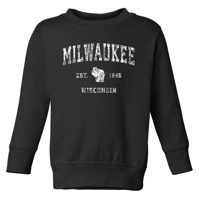 Milwaukee Wisconsin Wi Vintage Athletic Sports Design Toddler Sweatshirt