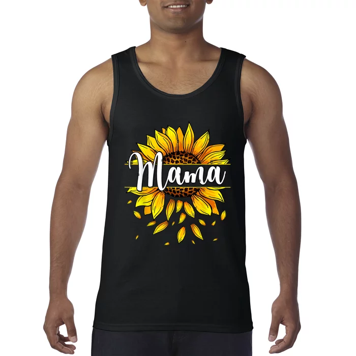 Mama With Yellow Sunflower Floral Graphic Mothers Day Tank Top