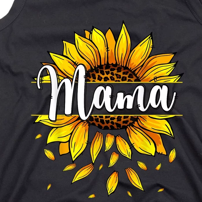 Mama With Yellow Sunflower Floral Graphic Mothers Day Tank Top