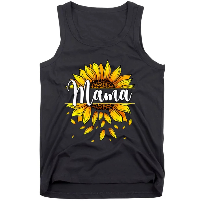 Mama With Yellow Sunflower Floral Graphic Mothers Day Tank Top