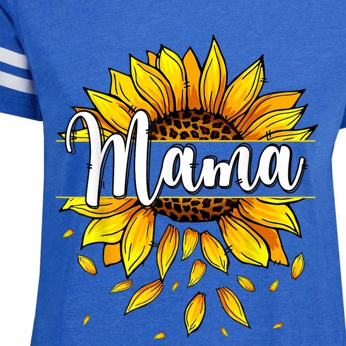 Mama With Yellow Sunflower Floral Graphic Mothers Day Enza Ladies Jersey Football T-Shirt