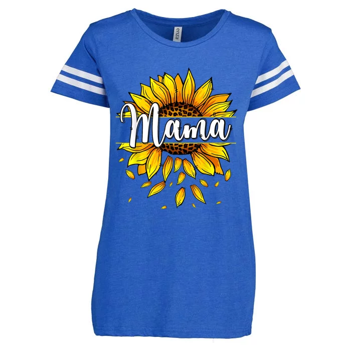 Mama With Yellow Sunflower Floral Graphic Mothers Day Enza Ladies Jersey Football T-Shirt