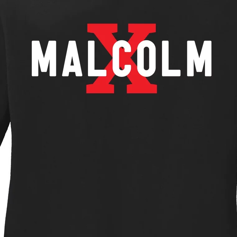 Malcolm X Black History Ladies Long Sleeve Shirt