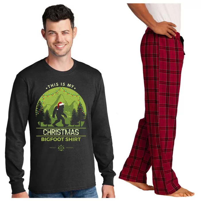 Merry Xmas Bigfoot Santa Squatch Christmas Yeti Long Sleeve Pajama Set