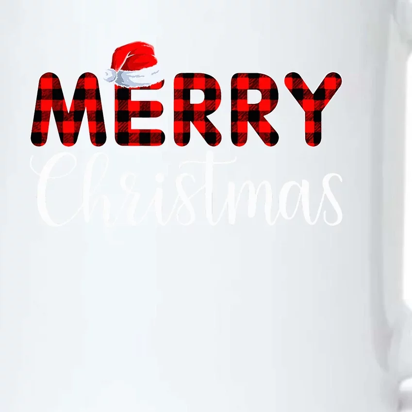 Merry xmas Buffalo Plaid Red Santa Hat Pajama Black Color Changing Mug