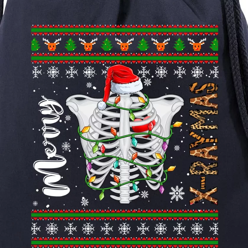 Merry XRaymas Christmas XRay Skeleton Costume Doctor Nurse Funny Gift Drawstring Bag