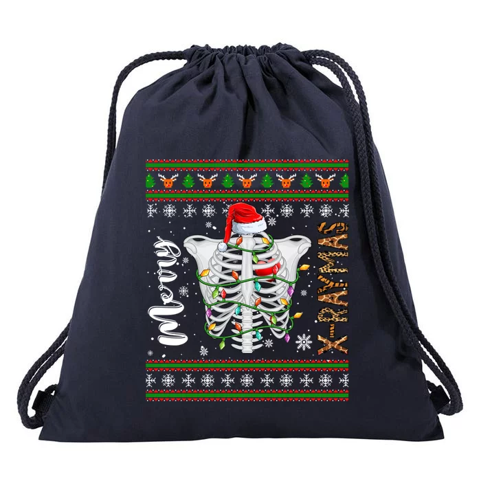 Merry XRaymas Christmas XRay Skeleton Costume Doctor Nurse Funny Gift Drawstring Bag