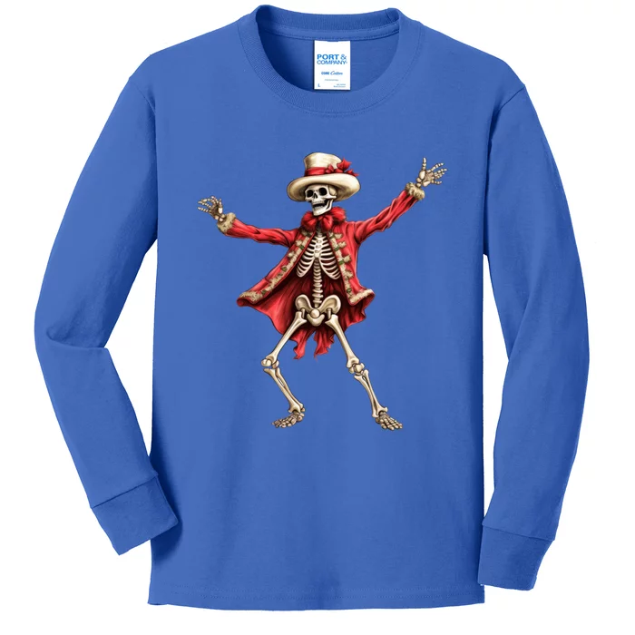 Merry Xmas Christmas Dancing Skeleton Santa Claus Gift Kids Long Sleeve Shirt