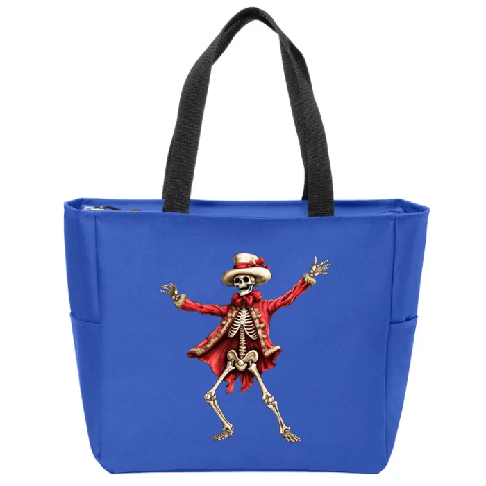 Merry Xmas Christmas Dancing Skeleton Santa Claus Gift Zip Tote Bag