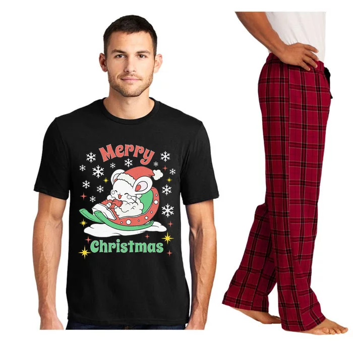 Merry Xmas Cute Mouse Winter Sleigh Pajama Set