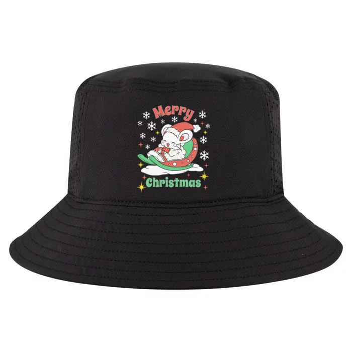 Merry Xmas Cute Mouse Winter Sleigh Cool Comfort Performance Bucket Hat