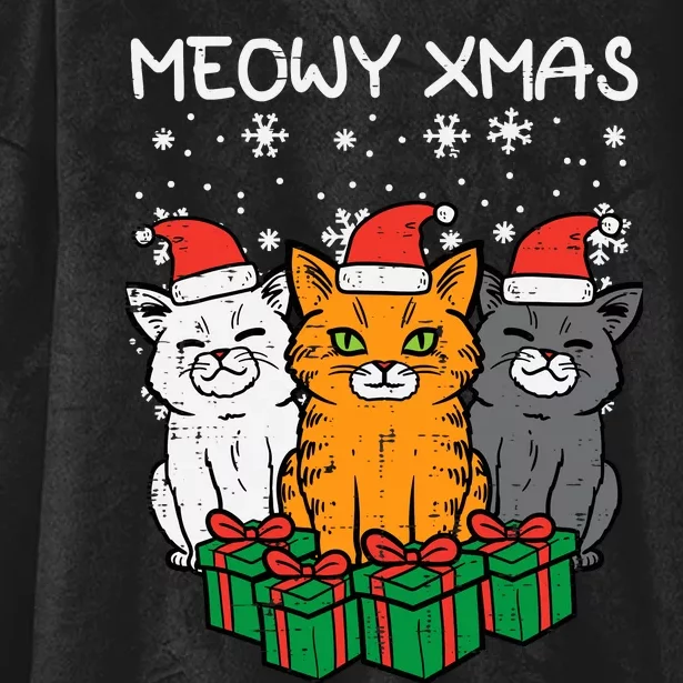 Meowy Xmas Christmas Cats Santa Cute Kitten Wo Girl Hooded Wearable Blanket