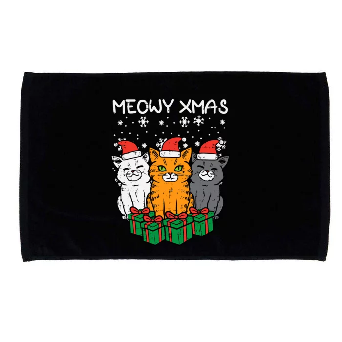 Meowy Xmas Christmas Cats Santa Cute Kitten Wo Girl Microfiber Hand Towel