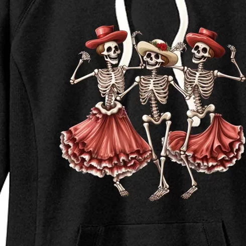 Merry Xmas Christmas Dancing Skeletons Santa Claus Meaningful Gift Women's Fleece Hoodie