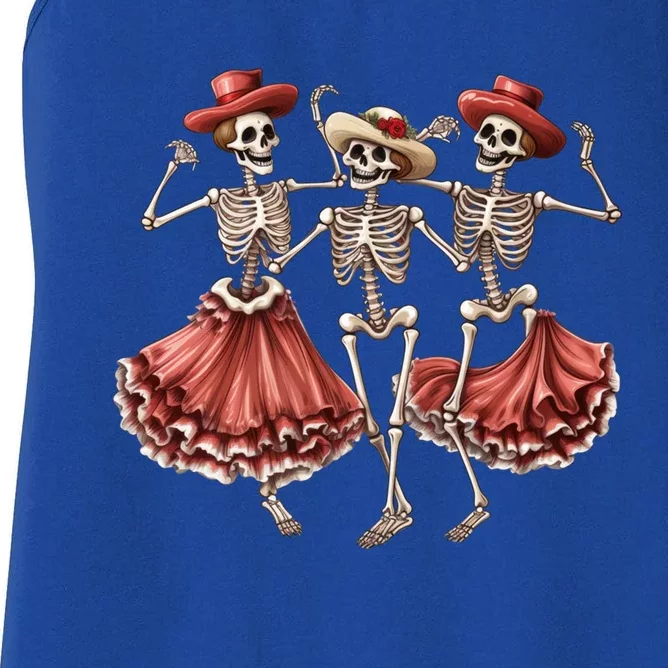 Merry Xmas Christmas Dancing Skeletons Santa Claus Meaningful Gift Women's Racerback Tank