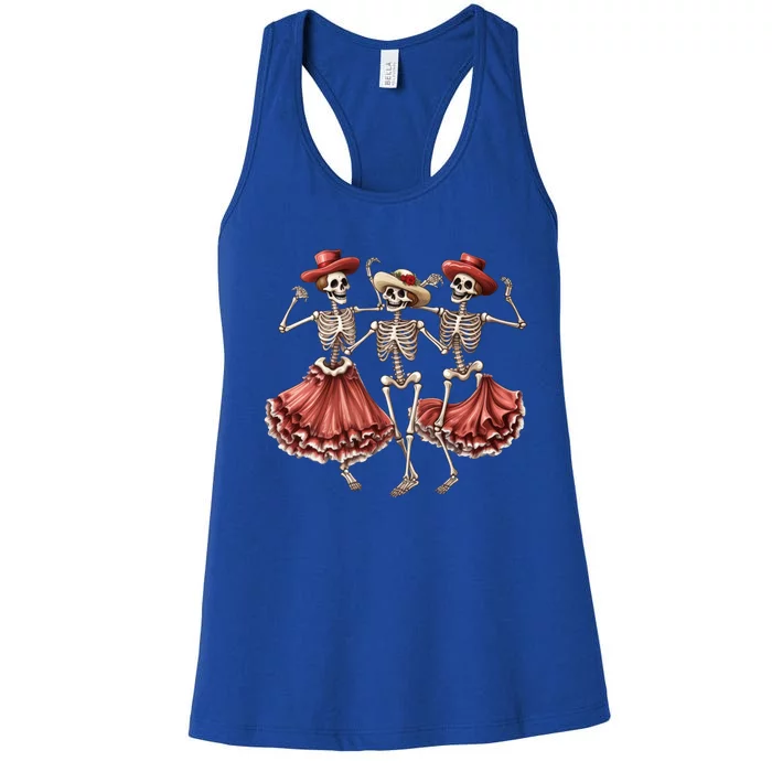 Merry Xmas Christmas Dancing Skeletons Santa Claus Meaningful Gift Women's Racerback Tank