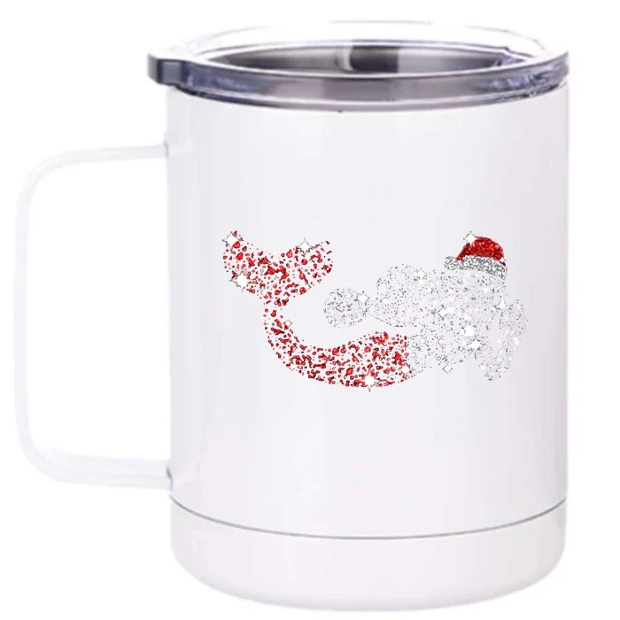 Mermaid Xmas Christmas Fish Front & Back 12oz Stainless Steel Tumbler Cup