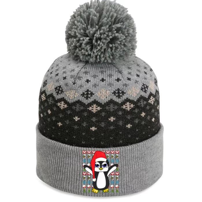 Merry Xmas Cute Zoo Animal Lover Ugly Christmas Penguin Gift The Baniff Cuffed Pom Beanie