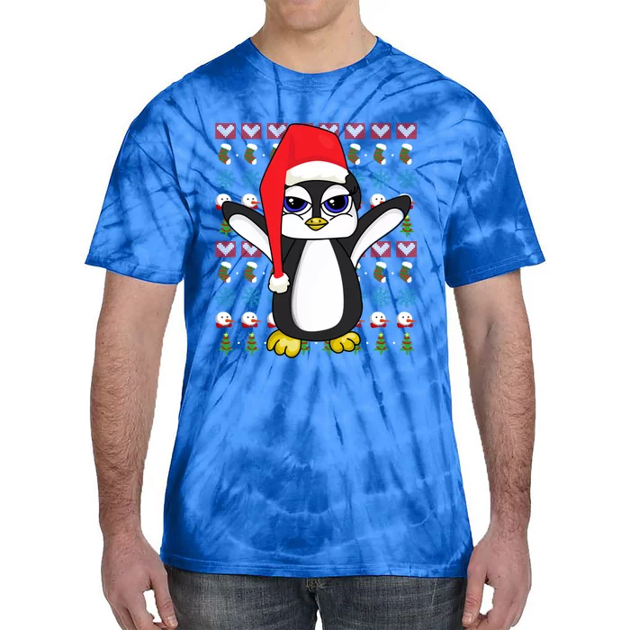 Merry Xmas Cute Zoo Animal Lover Ugly Christmas Penguin Gift Tie-Dye T-Shirt