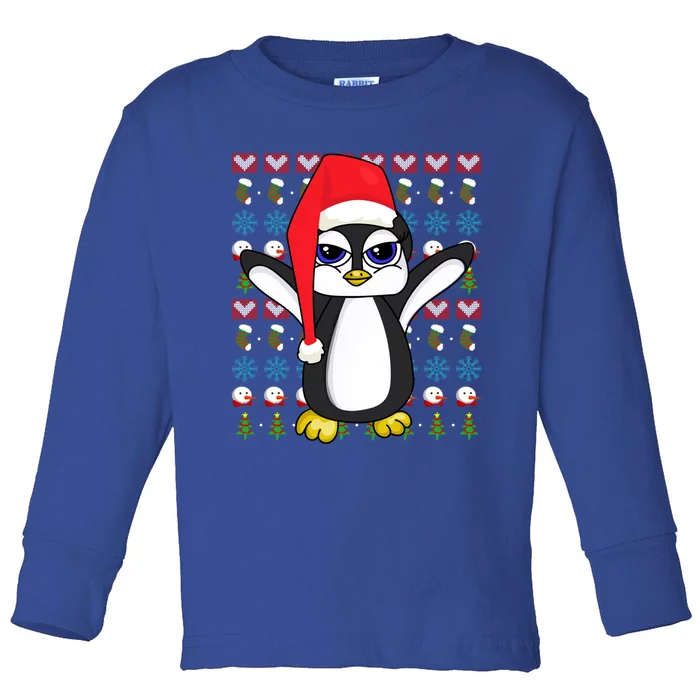 Merry Xmas Cute Zoo Animal Lover Ugly Christmas Penguin Gift Toddler Long Sleeve Shirt