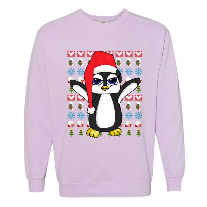 Merry Xmas Cute Zoo Animal Lover Ugly Christmas Penguin Gift Garment-Dyed Sweatshirt