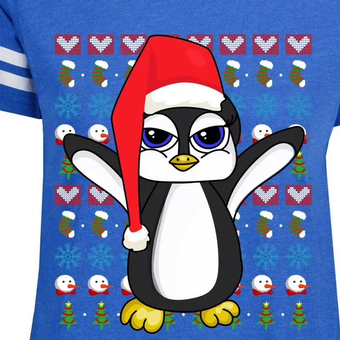 Merry Xmas Cute Zoo Animal Lover Ugly Christmas Penguin Gift Enza Ladies Jersey Football T-Shirt