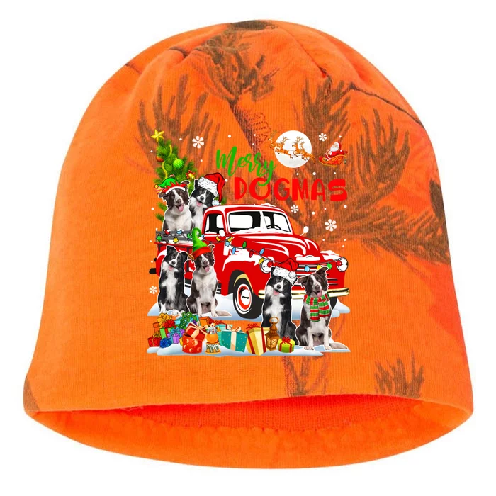 Merry Xmas Dog Group Santa Border Collies On Red Pickup Cute Gift Kati - Camo Knit Beanie