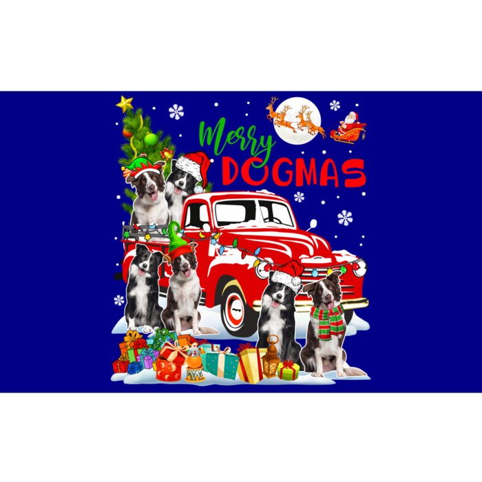 Merry Xmas Dog Group Santa Border Collies On Red Pickup Cute Gift Bumper Sticker