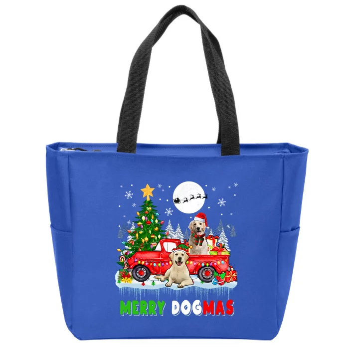 Merry Xmas Dog Santa Elf Labrador Retrievers On Pickup Truck Gift Zip Tote Bag