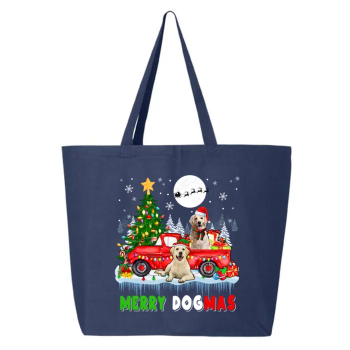 Merry Xmas Dog Santa Elf Labrador Retrievers On Pickup Truck Gift 25L Jumbo Tote