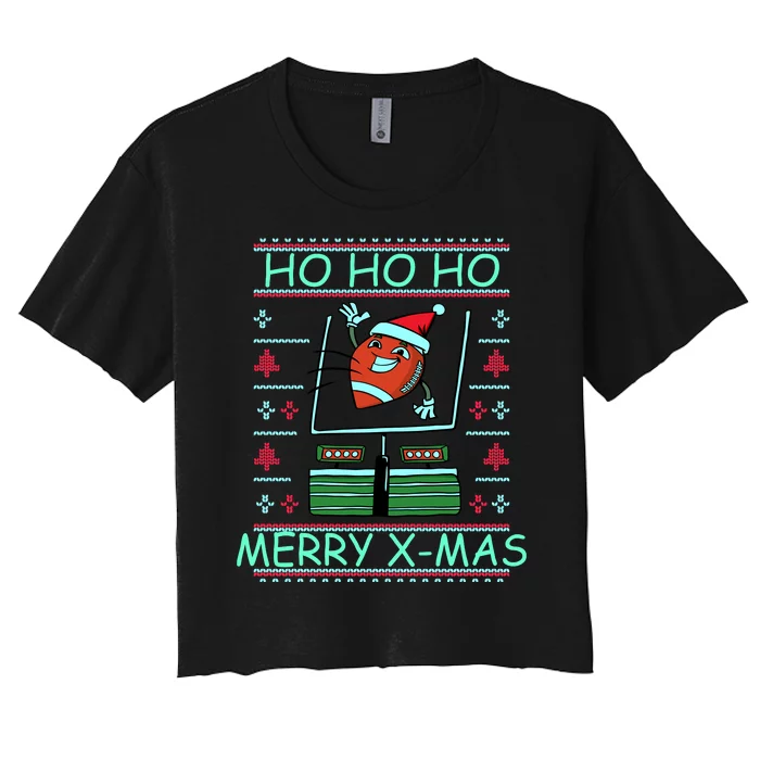 Merry XMas Football Ugly Christmas Sweater Women's Crop Top Tee