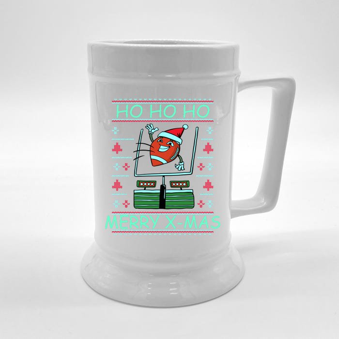 Merry XMas Football Ugly Christmas Sweater Front & Back Beer Stein