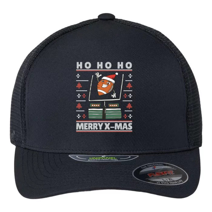 Merry Xmas Footbal Funny Weird Ugly Christmas Gift Flexfit Unipanel Trucker Cap