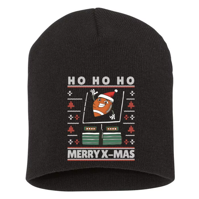 Merry Xmas Footbal Funny Weird Ugly Christmas Gift Short Acrylic Beanie