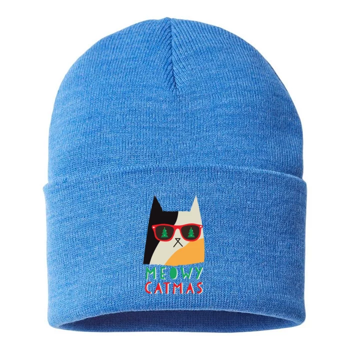 Meowy Xmas Great Gift Sustainable Knit Beanie