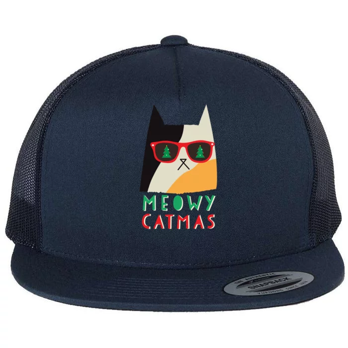 Meowy Xmas Great Gift Flat Bill Trucker Hat