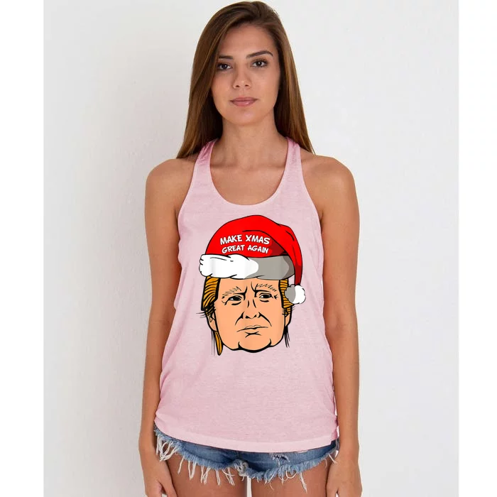 Make Xmas Great Again Trump Shirt Make Xmas Great Again Sata Women's Knotted Racerback Tank