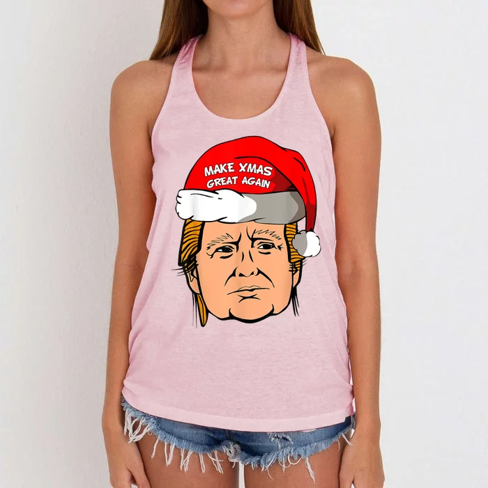 Make Xmas Great Again Trump Shirt Make Xmas Great Again Sata Women's Knotted Racerback Tank