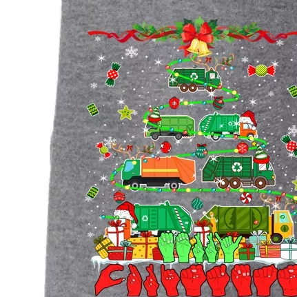 Merry Xmas Hands Sign Language Garbage Trucks Christmas Tree Meaningful Gift Doggie 3-End Fleece Hoodie