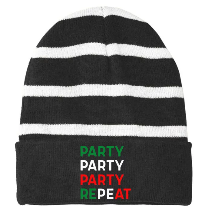 Mademark X Jersey Shore Family Vacation Party Party Party Repeat Striped Beanie with Solid Band