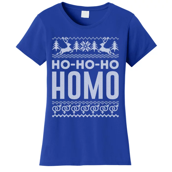 Merry Xmas Lgbt Pride Hofunny Gifthofunny Giftho Homo Lesbian Ugly Christmas Gif Women's T-Shirt