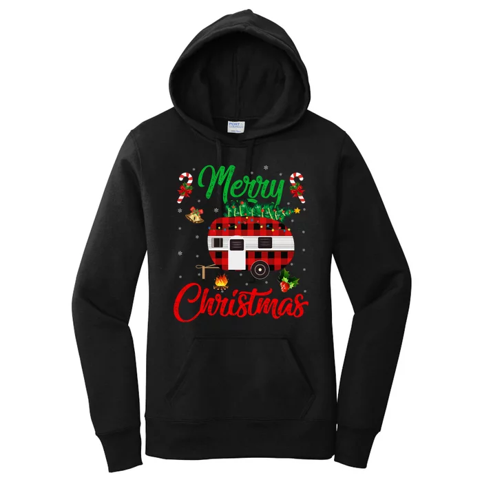 Matching Xmas Lighting Santa Camping Christmas Pajama Women's Pullover Hoodie