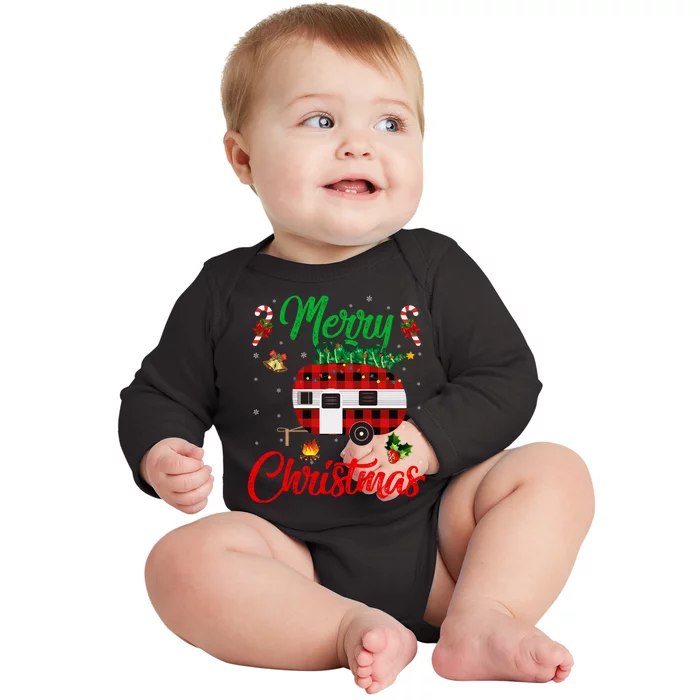 Matching Xmas Lighting Santa Camping Christmas Pajama Baby Long Sleeve Bodysuit