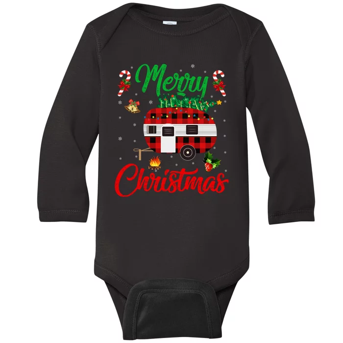 Matching Xmas Lighting Santa Camping Christmas Pajama Baby Long Sleeve Bodysuit