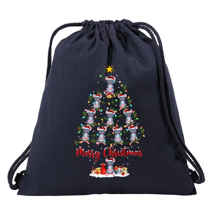 Mouse Xmas Lighting Santa Mouse Christmas Tree Great Gift Drawstring Bag